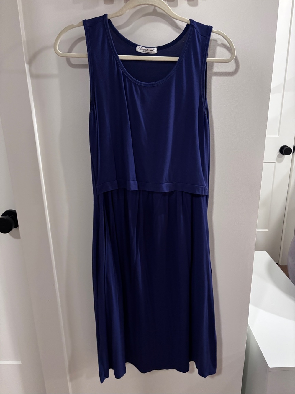 Bearsland Nursing Sleeveless Navy Blue Midi Dress